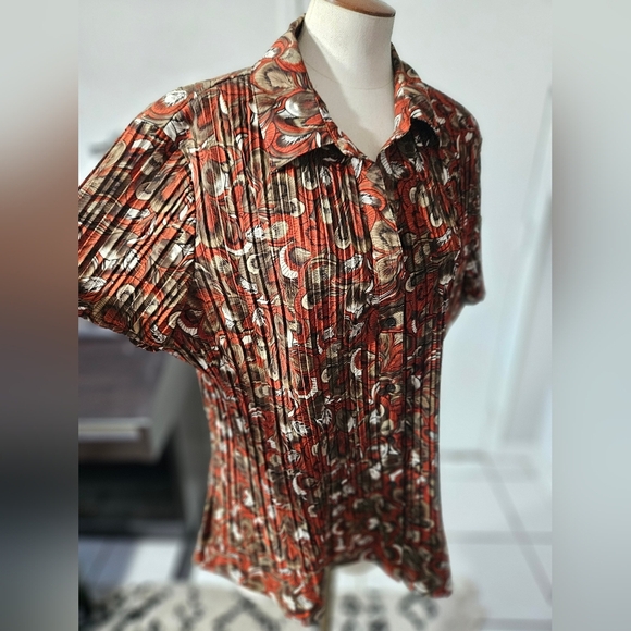 East 5th Boho Ruffled Top, Red, Patterned, Sz 3X - Picture 1 of 4